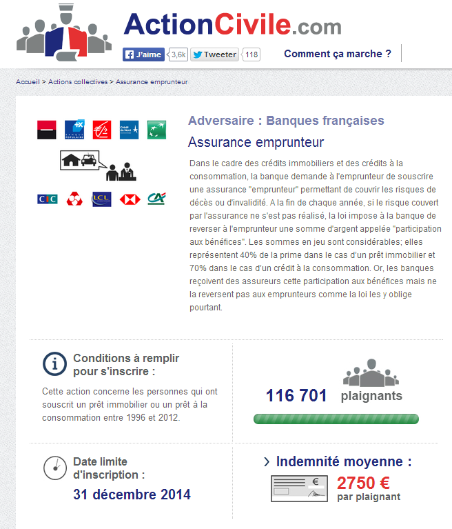 Banques françaises   Assurance emprunteur   ActionCivile