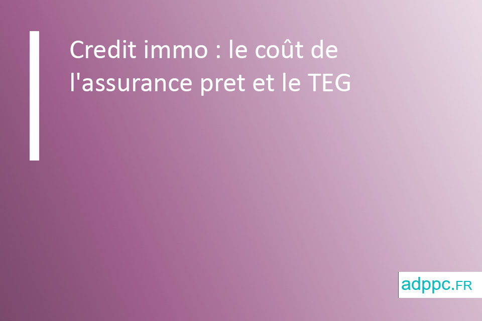 Credit immo : le coût de l'assurance pret et le TEG