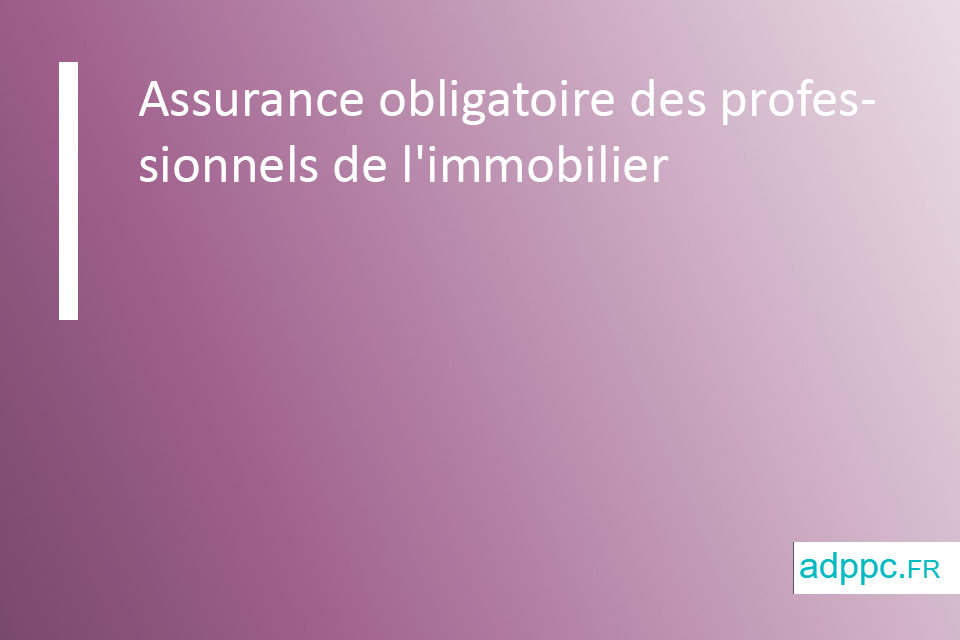 Assurance obligatoire des professionnels de l'immobilier