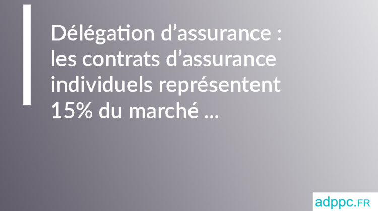 Délégation d'assurance : les contrats d'assurance individuels représentent 15 % du marché