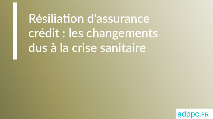 Résiliation d'assurance crédit : les changements dus à la crise sanitaire